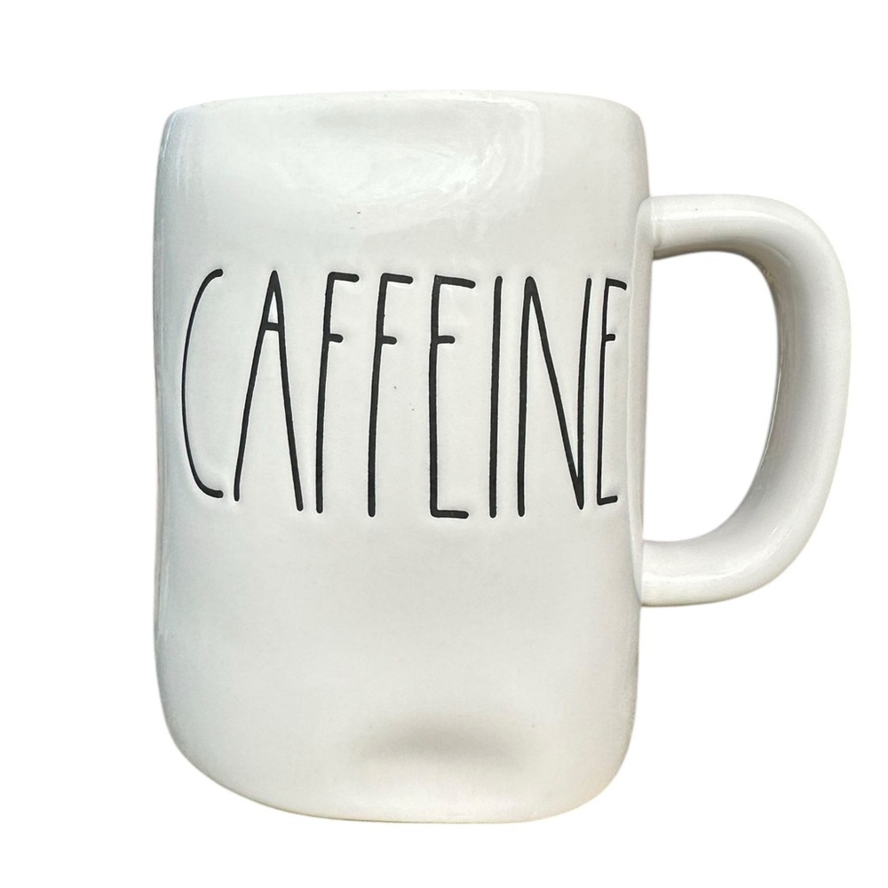 Rae Dunn Coffee Artisan Collection CAFFEINE Mug Cup Large White Black Farmhouse